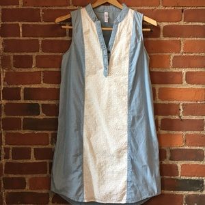 Blue White Eyelet Lace Cotton Dress Xhilaration